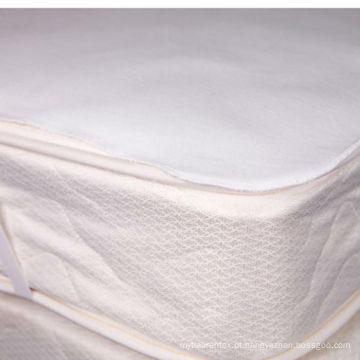 almofada de colchão impermeável branca flanela de algodão com elástico